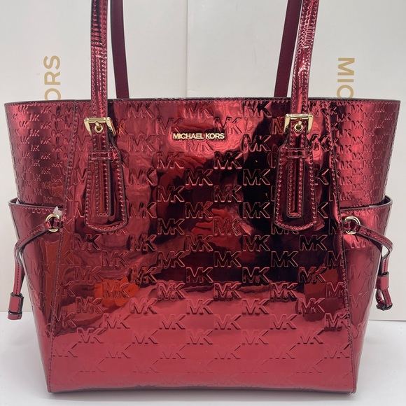 MICHAEL KORS Voyager Lg Metallic Logo Debossed EW  Tote & Jet Set Lg Logo Wallet - Picture 16 of 16